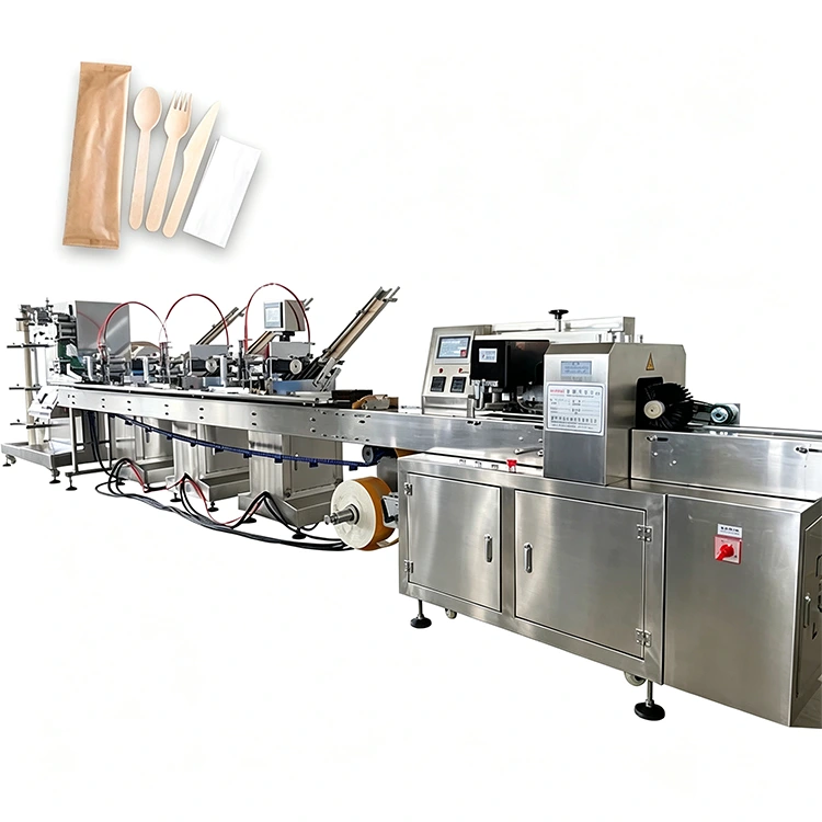 Automatische Servietten- und Messergabel-Löffel-Verpackungsmaschine