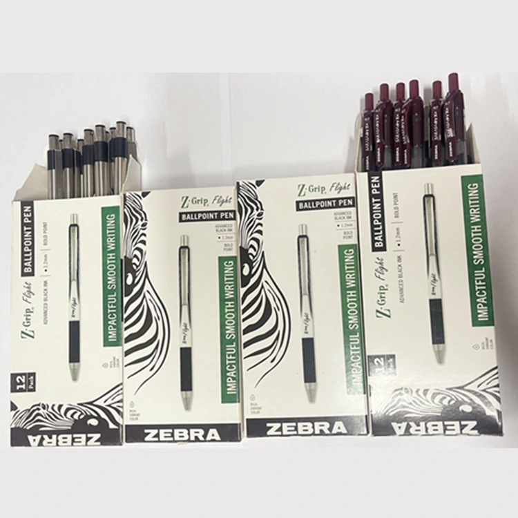 ZEBRA-Stifthersteller --- Viele verschiedene Arten von Stiften, je nach Bedarf in Kartons verpackt.